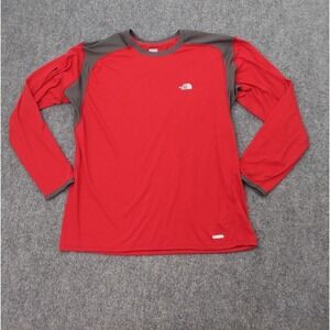 THE NORTH FACE Vapor Wick Shirt Men Large Red Gray Coloblock Pullover Lightweigt